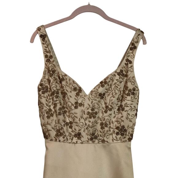 Vintage Formal Beaded Black Tie Oleg Cassini Gold Dress Coat Opera‎ Gown Set - Picture 2 of 16